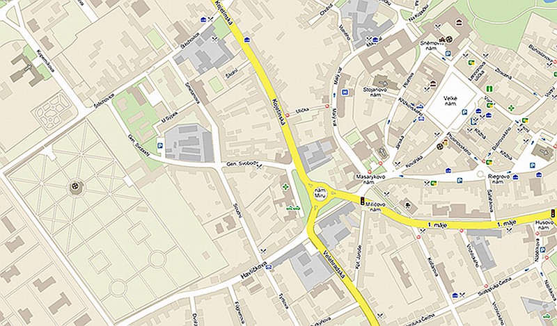 Mapa centra Kroměříže